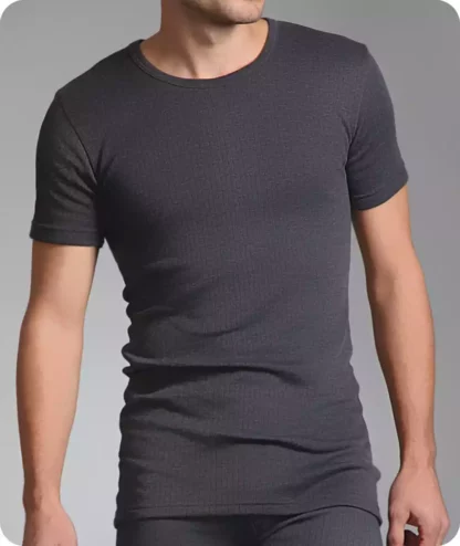 Mens Thermal Short Sleeved Vest Charcoal