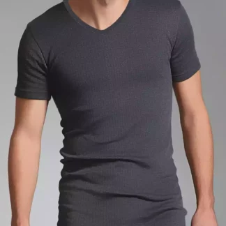 Thermal Short Sleeved Vest V Neck Charcoal