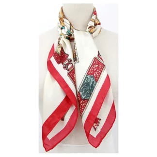 34015 H1 Red Cream Scarf