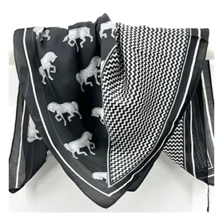 34038 8 Zigzag Horses Scarf Black