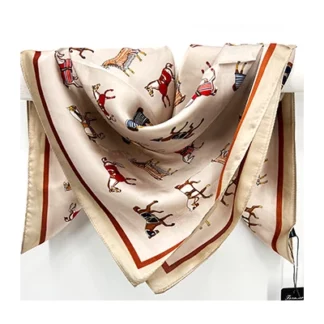 34304 12 Horses Scarf Brown