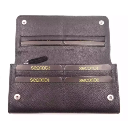 Womens Large Slim Wallet Black 2