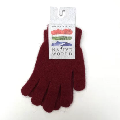 NX100 Plain Possum Merino Glove Berry