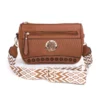 b6110 Caramel Crossbody:Shoulder Bag with Wide Strap 1