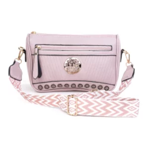 b6110 Pink Crossbody:Shoulder Bag with Wide Strap 1