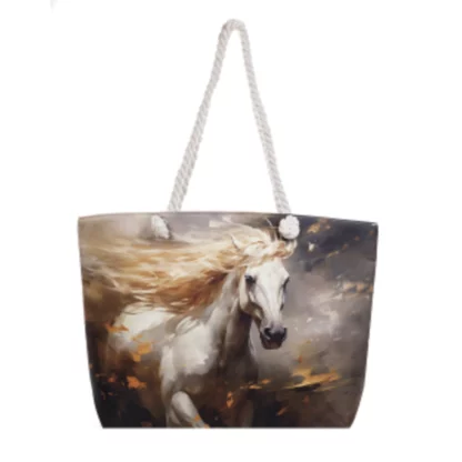 bs790 White Horse with White Mane Tote Bag