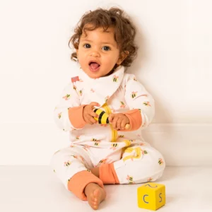 honey bee zip up romper 1
