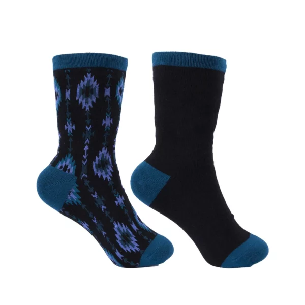 pure western crew socks black teal 1