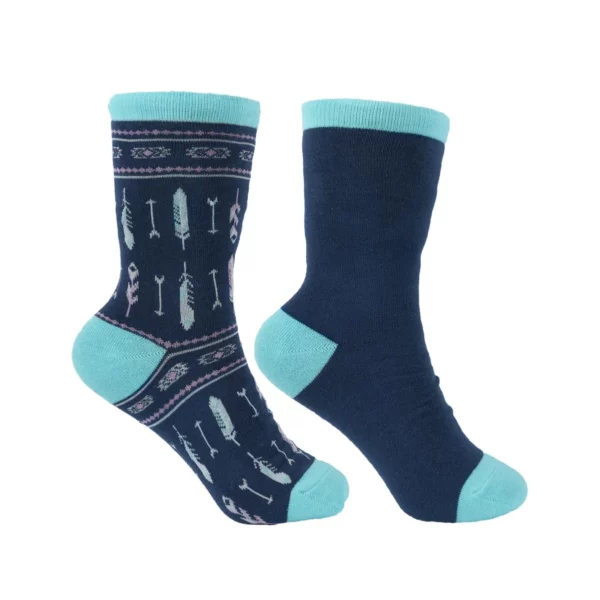 pure western crew socks navy turquoise 1