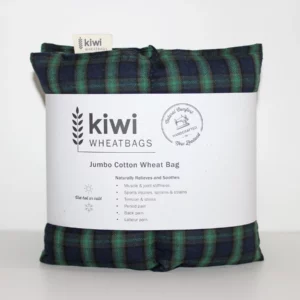 blue green check jumbo wheat bag 1