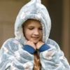 kid's horse snuggle hoodie greyblue 3