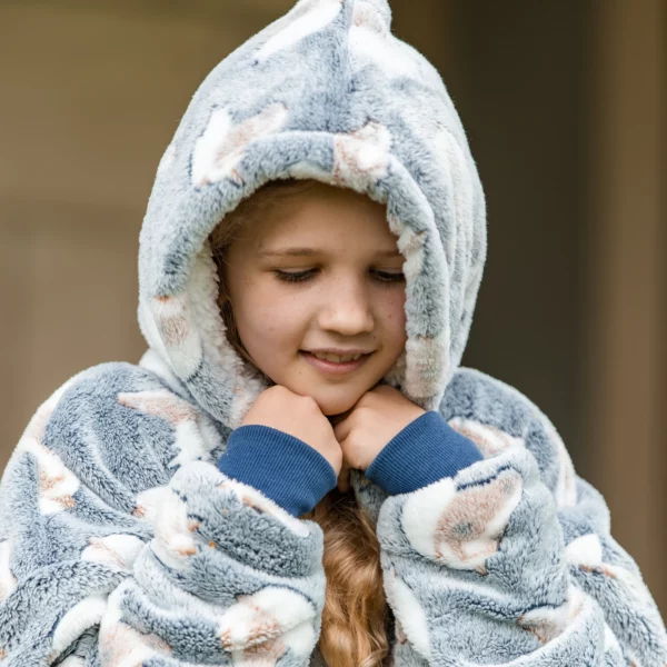 kid's horse snuggle hoodie greyblue 3