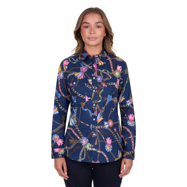 jolie full placket long sleeve shirt navy 2