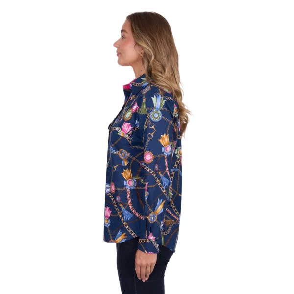 jolie full placket long sleeve shirt navy 3