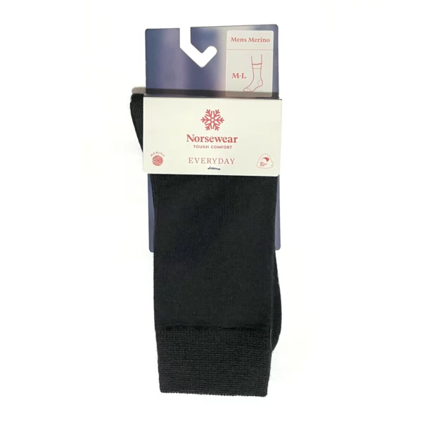 men's plain merino socks black 1