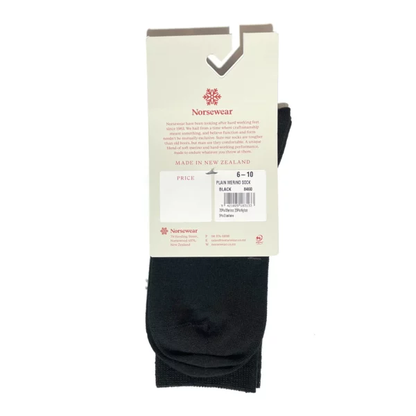 men's plain merino socks black 2