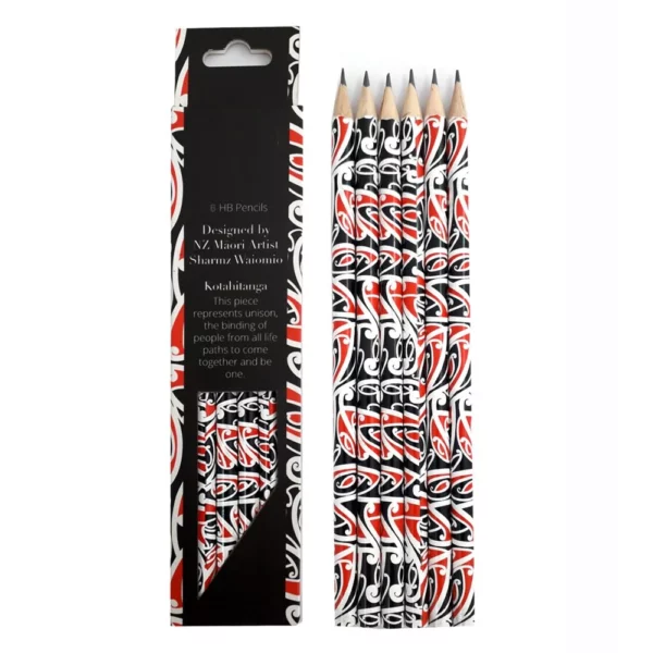 pencils hb maori design 6pc 17.8cm