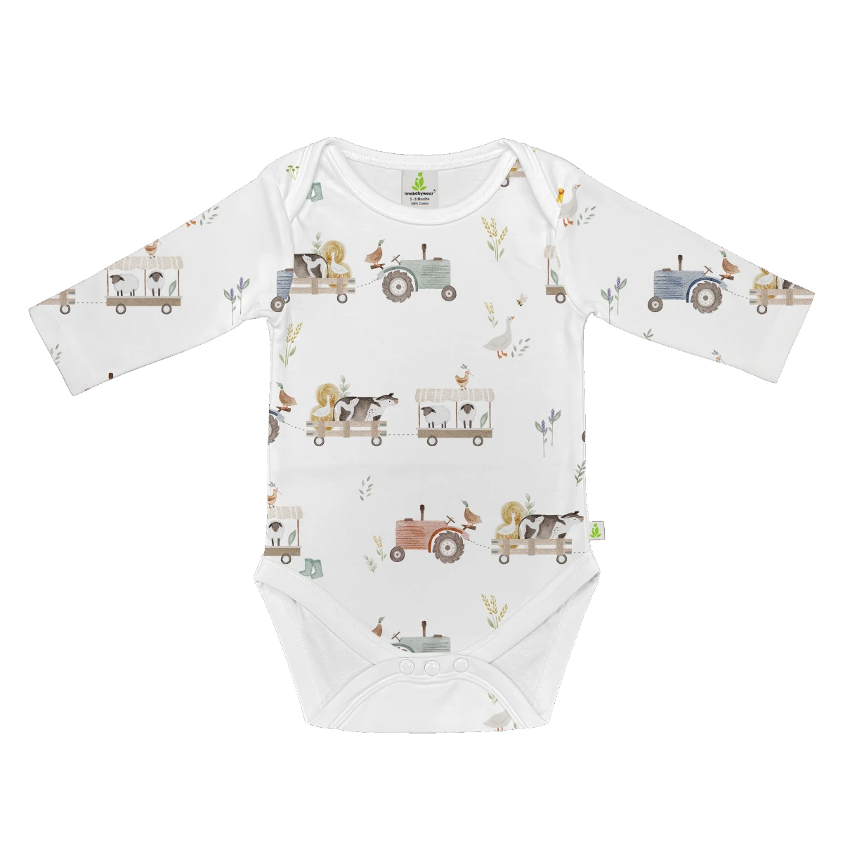 5112 on the farm long sleeve bodysuit
