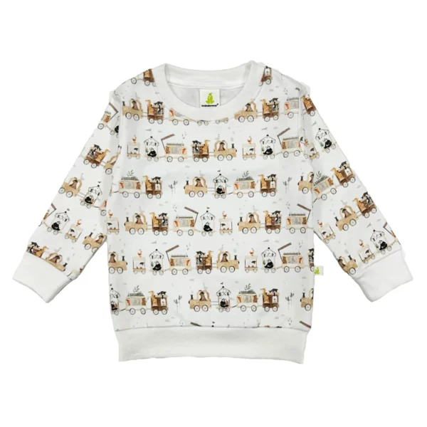 cotton fleece jumper animal train