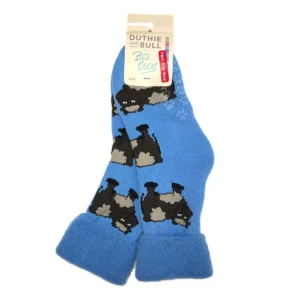cow bed sock blue