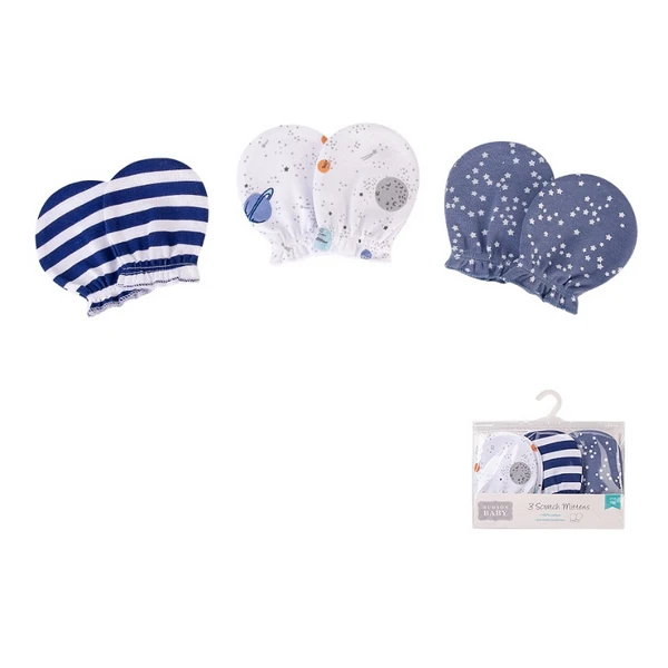 hudson baby scratch mittens blue space 3pk