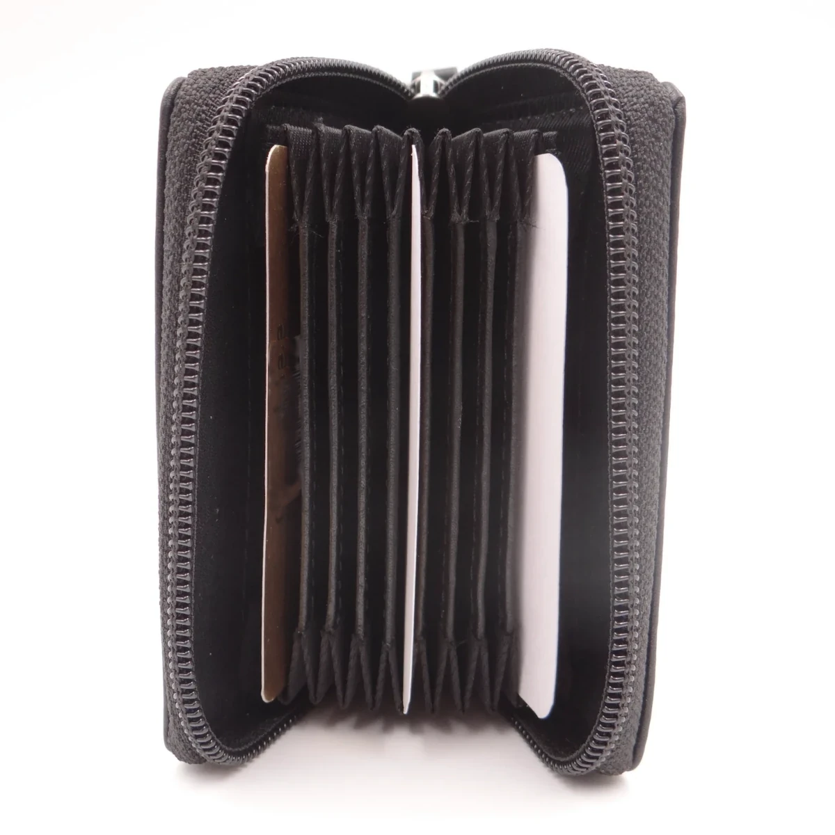cc012 second nature leather zip concertina card holder black 02