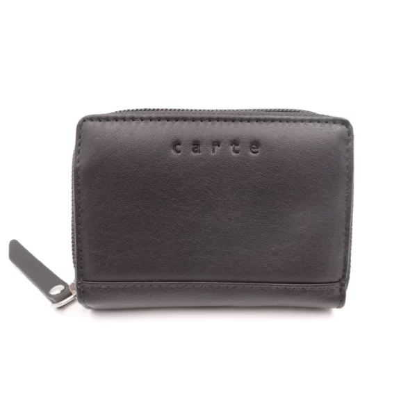 cc012 second nature leather zip concertina card holder black 1