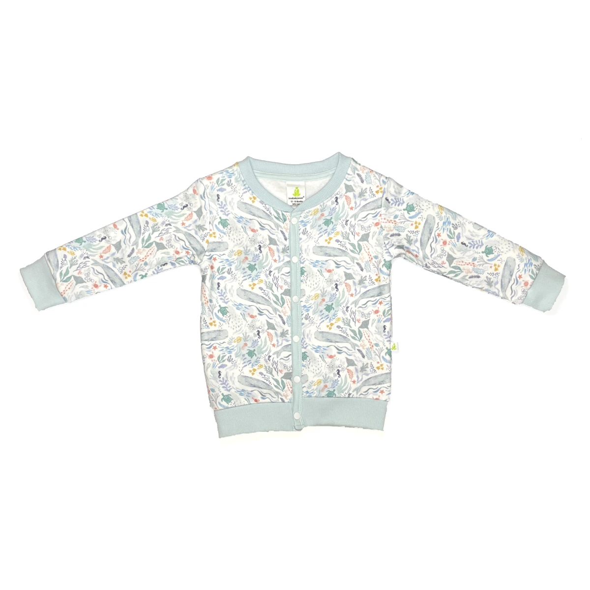 cotton fleece cardigan ocean 1