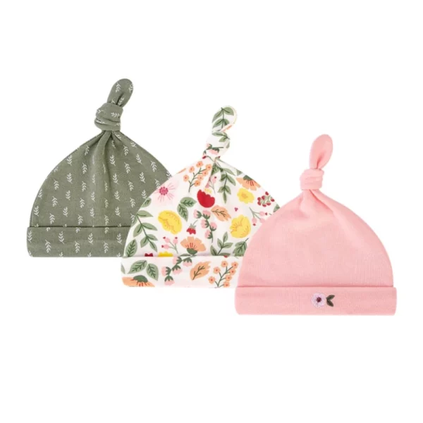 lv00105 knotted beanie floral 3pk 0 6m 1