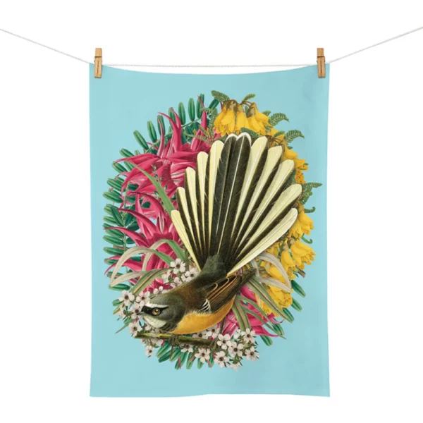 100percent nz botanical fantail tea towel