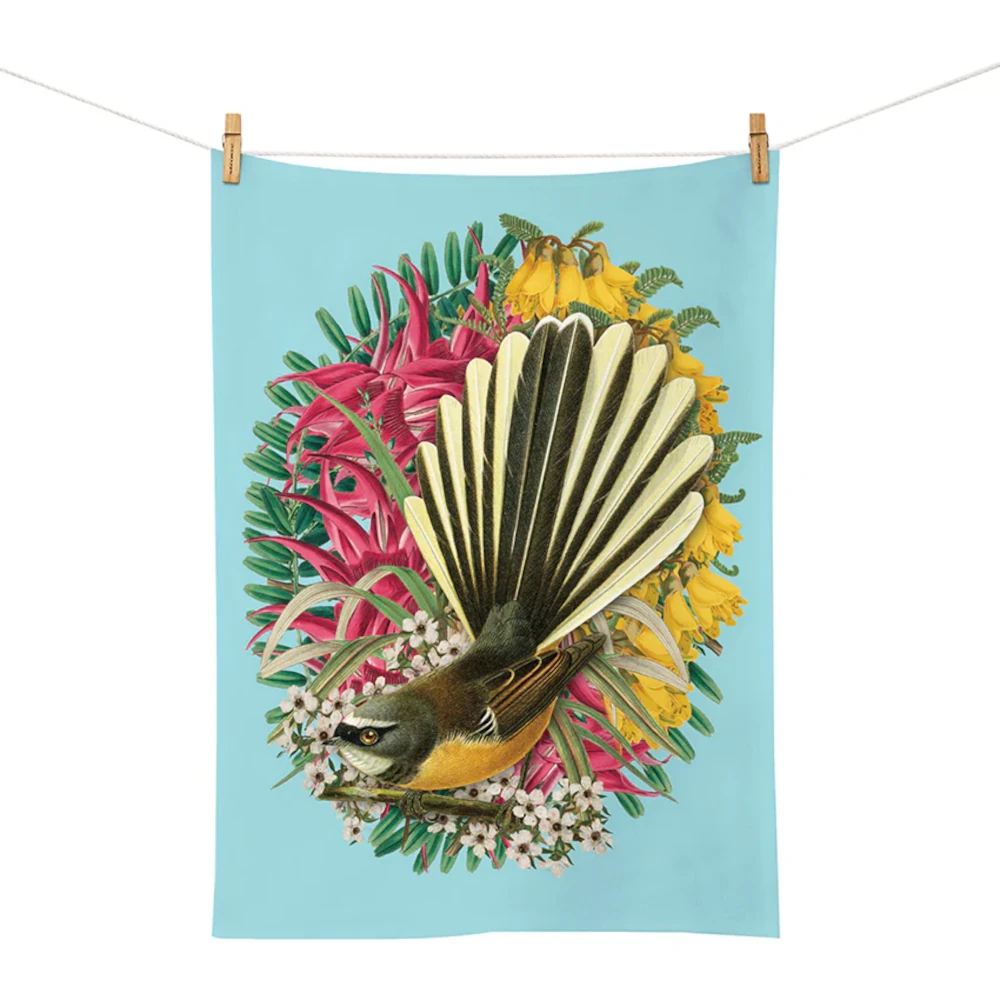 100percent nz botanical fantail tea towel