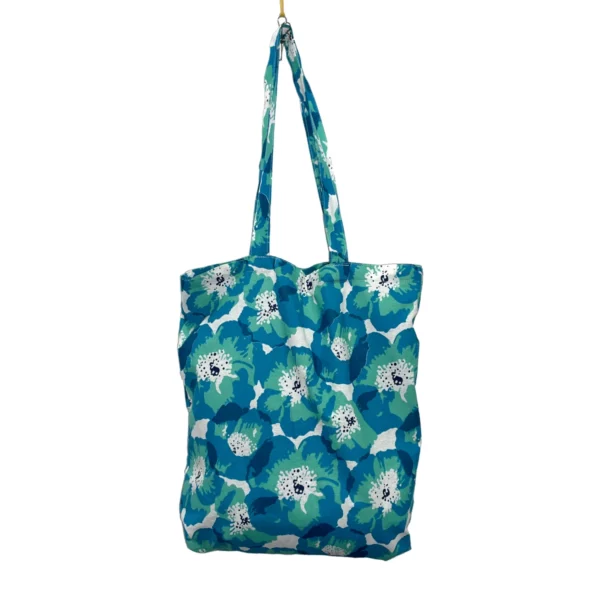 poppy turquoise tote bag