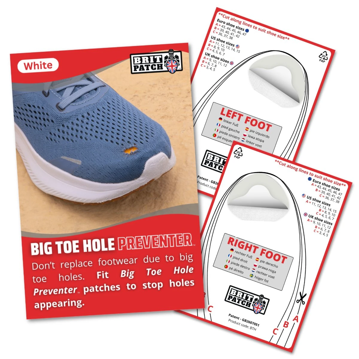 trainer armour big toe hole preventer white