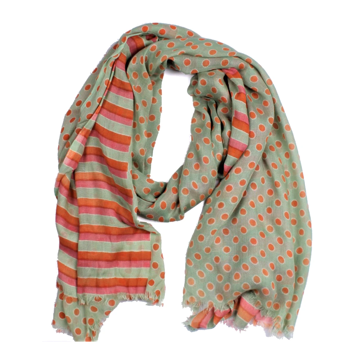 viscose scarf multi green orange spots