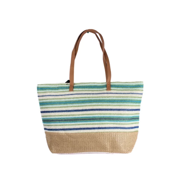 woven striped tote bag green