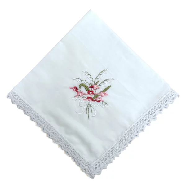 embroidered handkerchief floral pink