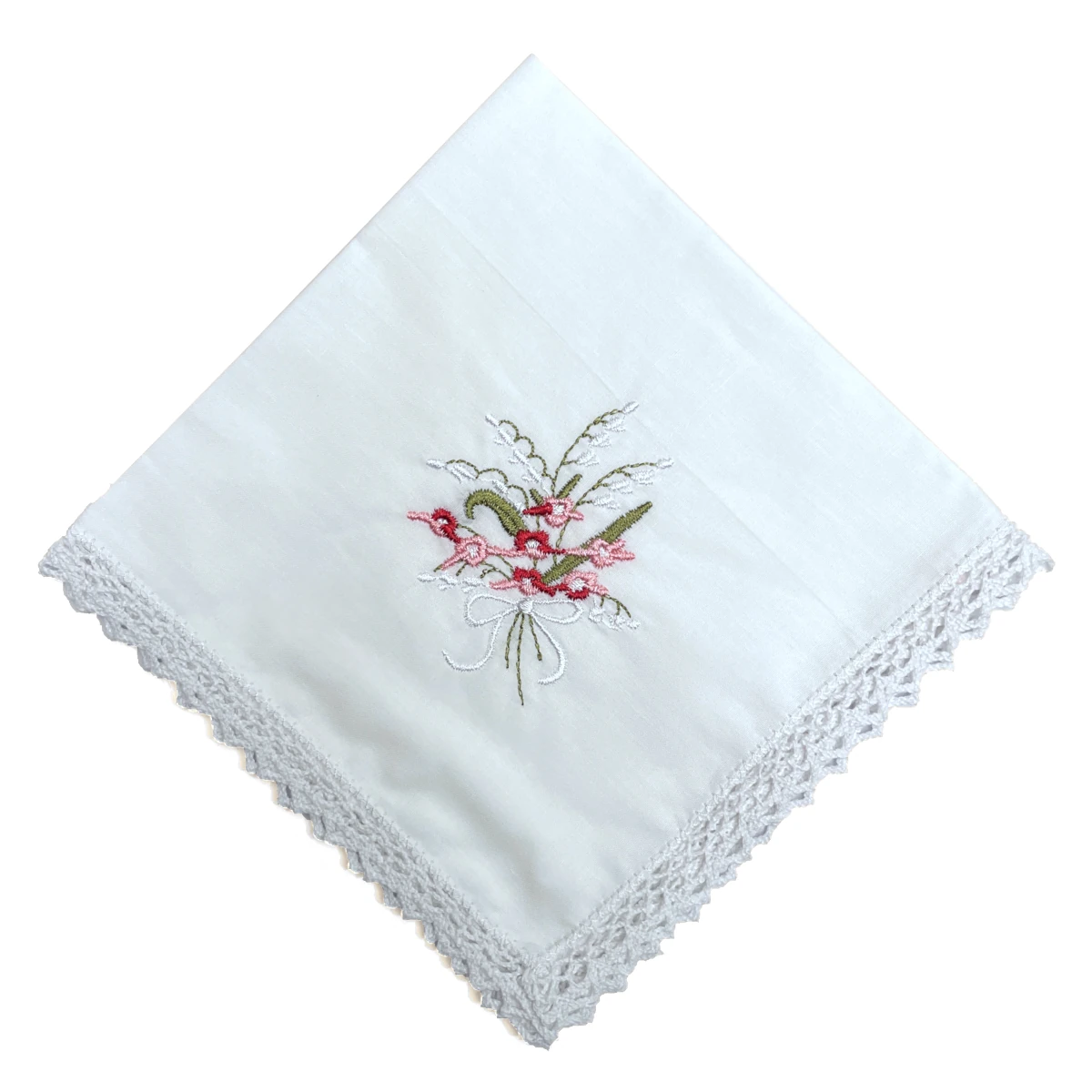 embroidered handkerchief floral pink