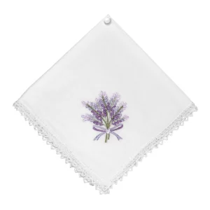 embroidered lace edge handkerchief lavender