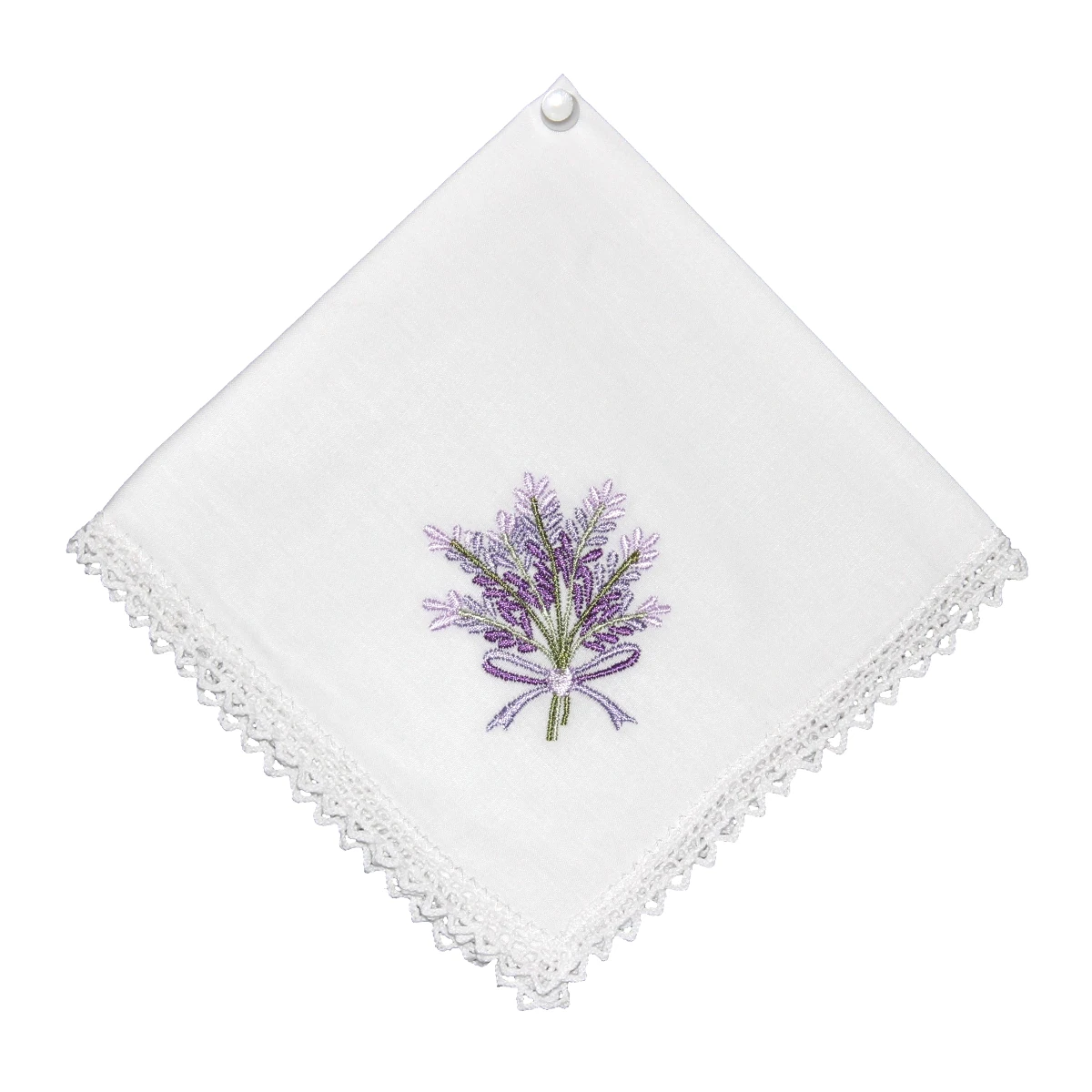 embroidered lace edge handkerchief lavender