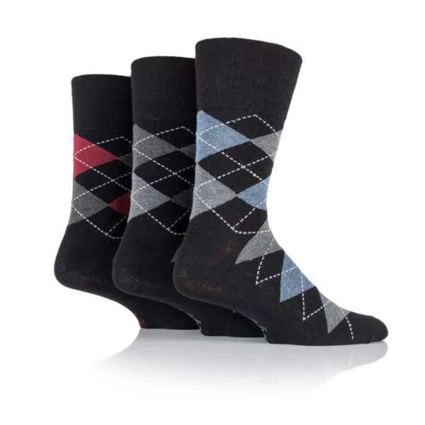 gentle grip mens 3pack argyle black 2