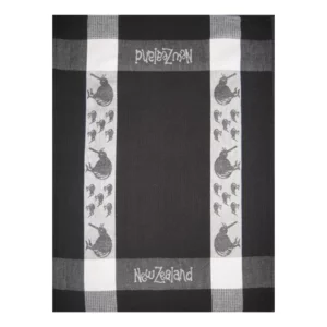 kiwi tea towel black white