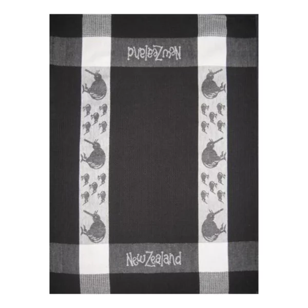 kiwi tea towel black white