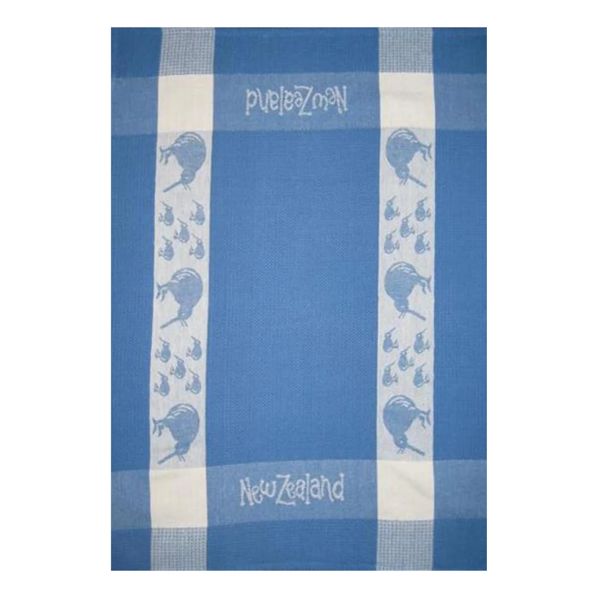 kiwi tea towel blue white