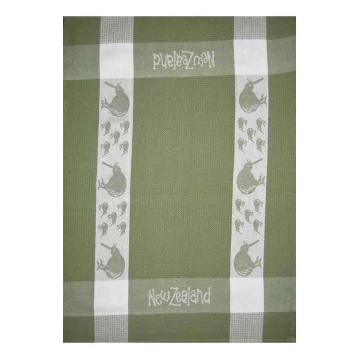 kiwi tea towel green white