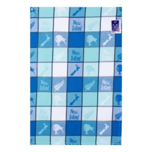map kiwi tea towel aqua