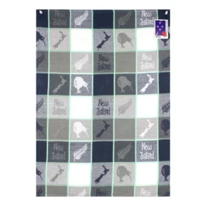 map kiwi tea towel grey