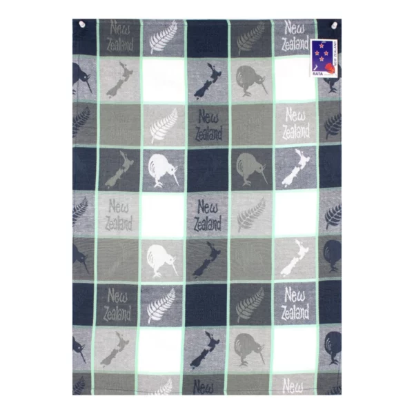 map kiwi tea towel grey