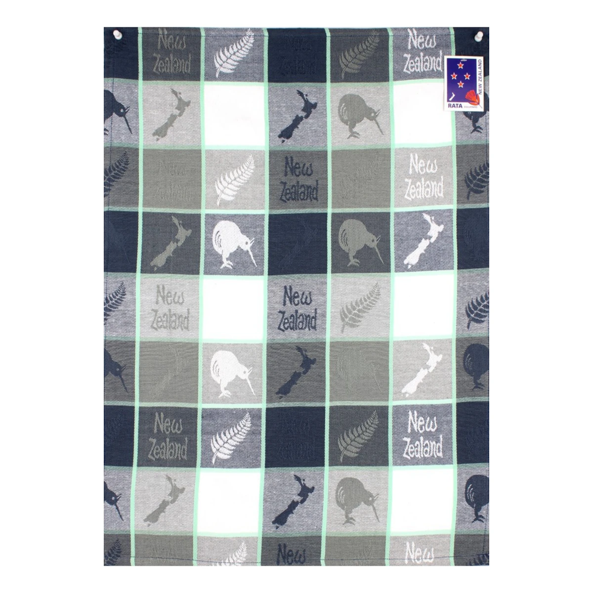 map kiwi tea towel grey