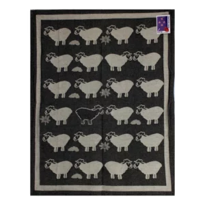 sheep country tea towel black