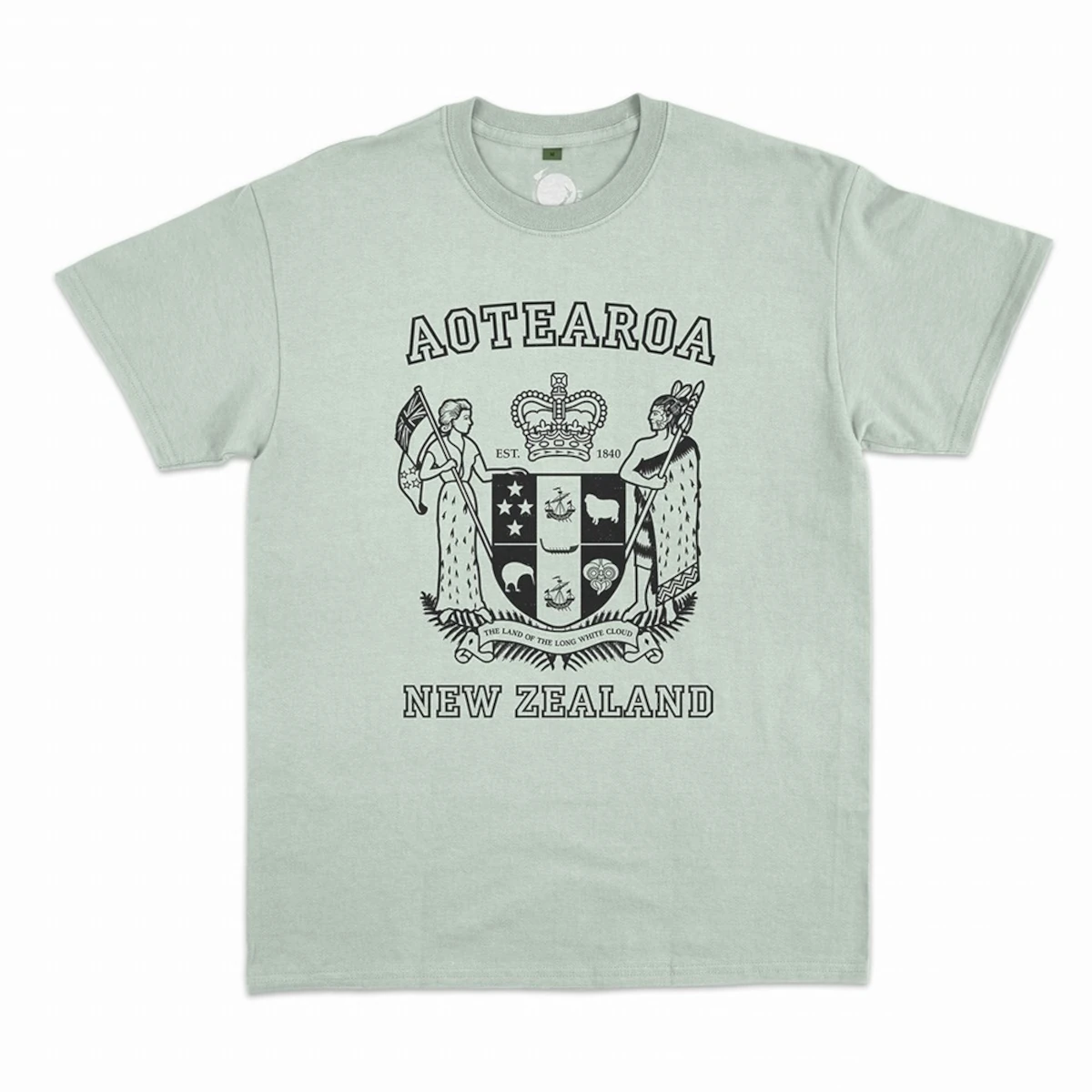 100kp mens t light green nz crest